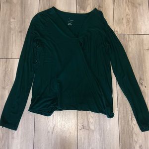 A New Day Green Faux Wrap Shirt